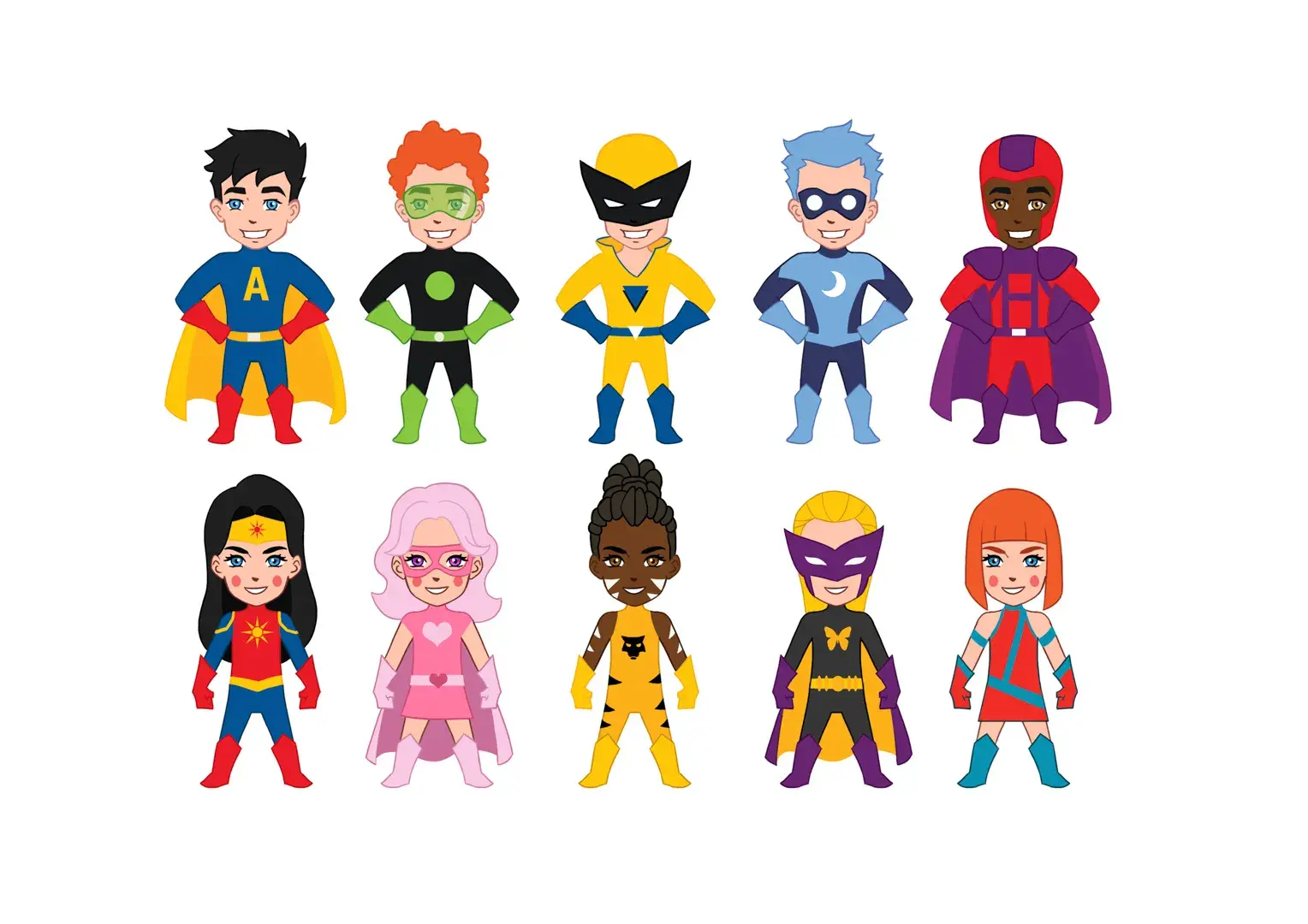 Conjunto de mini super-heróis - Ilustrado por André Martins
