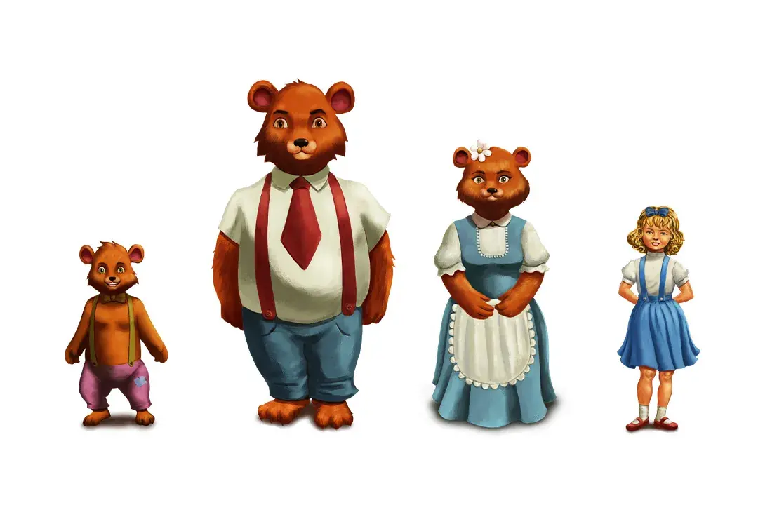 Família Urso e Cachinhos Dourados - Ilustração Infantil por André Martins